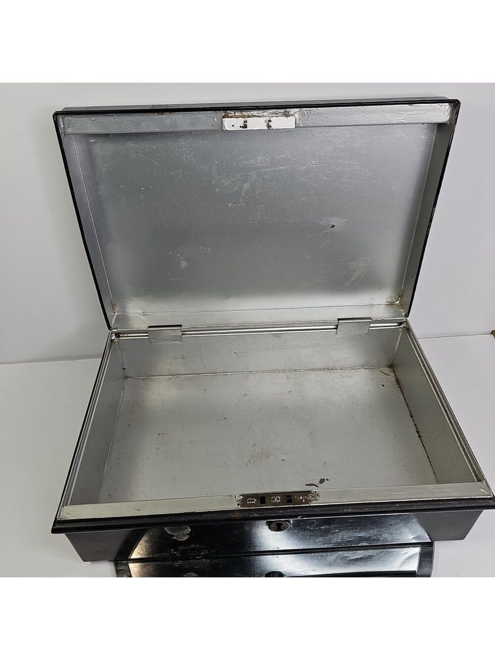 Antique Locking Box (No Key) L & Co Secure 2 Lever England Cash Money Storage